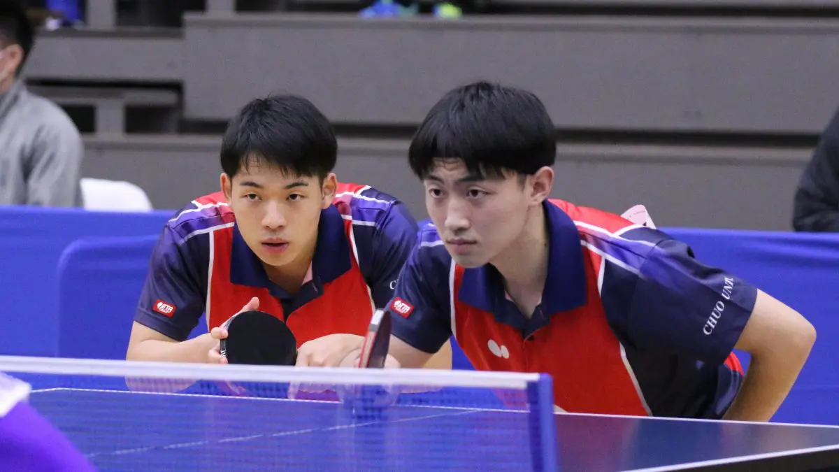 中大・浅津/小野寺ペア、明大・宮川/手塚ペアを下し準々決勝へ　男子ダブルス4回戦＜卓球・全日学＞