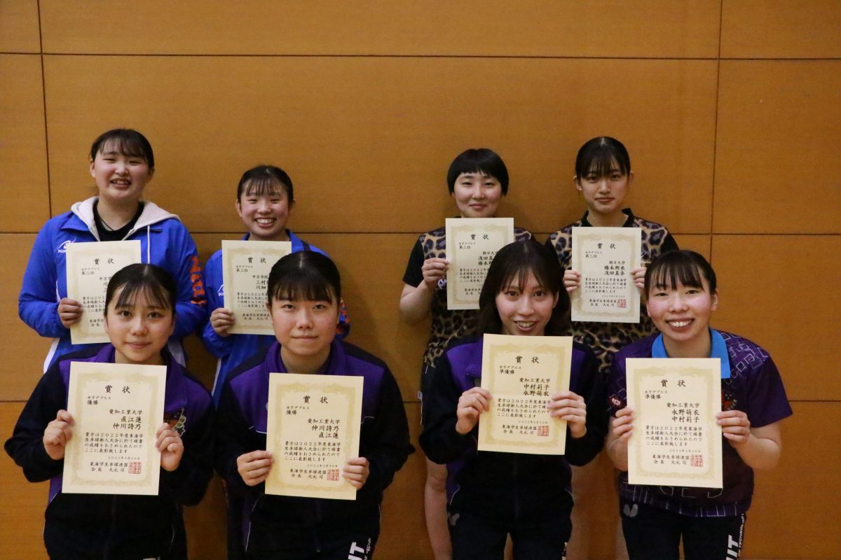 写真：女子ダブルス入賞ペア/提供：東海学生卓球連盟