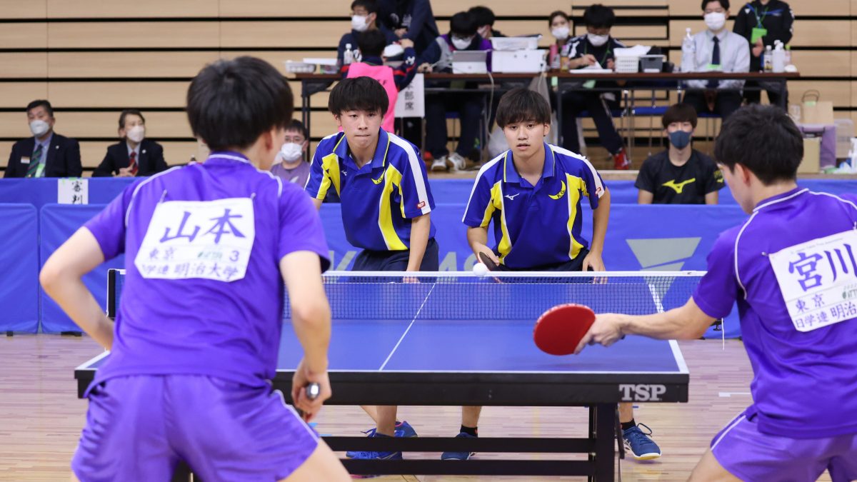 天野・三浦組が明治大ペアに勝利　関西学院大からは2組が8強入り果たす＜卓球・全日学2022＞