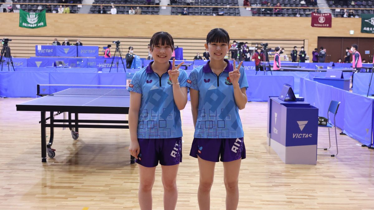 愛知工業大学・谷渡亜美/信田ことみ、女子ダブルス優勝＜卓球・全日学2022＞