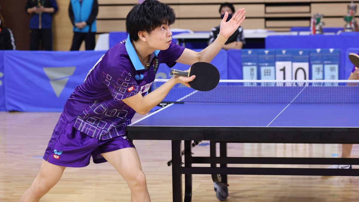 愛工大・田中が8強入り　準々決勝は早稲田大・濱田と　男子シングルス5回戦＜卓球・全日学2022＞