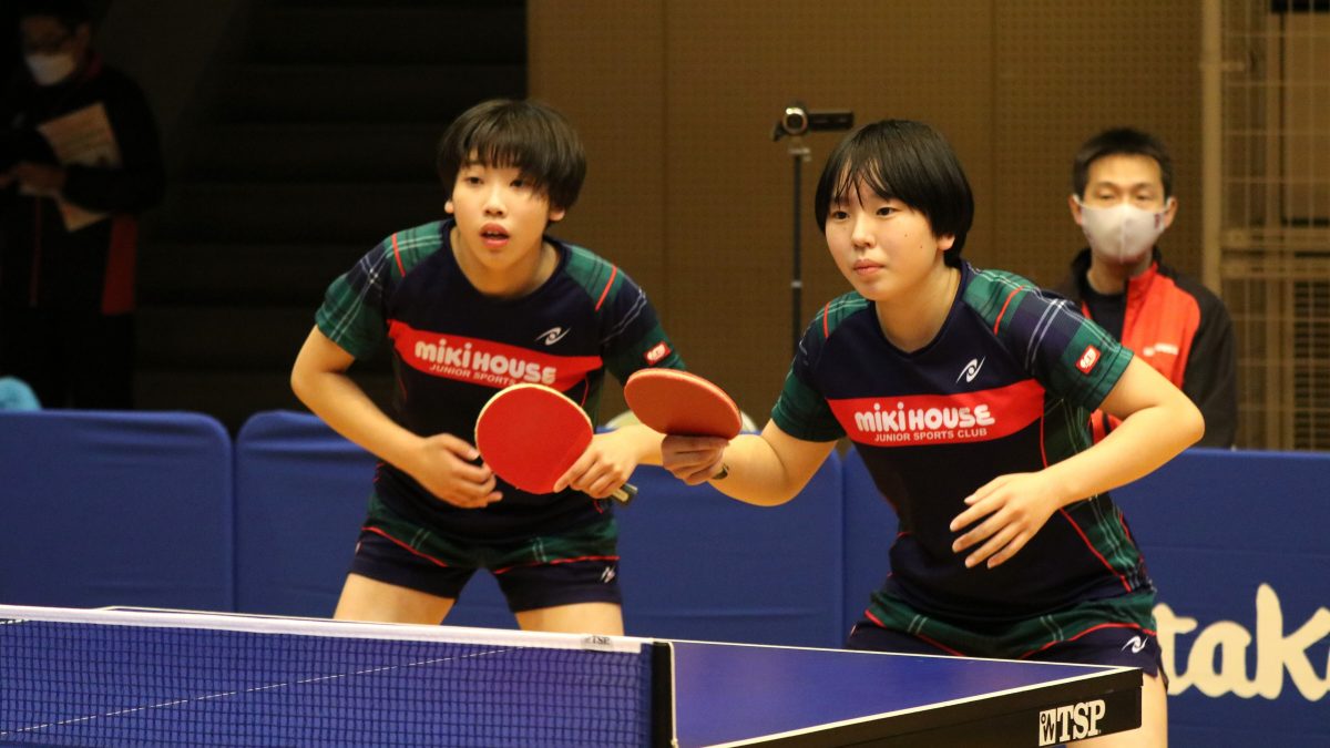 ミキハウスJSC・植田/新谷、ベスト16入り　女子複3回戦＜卓球・全日本カデット2022＞