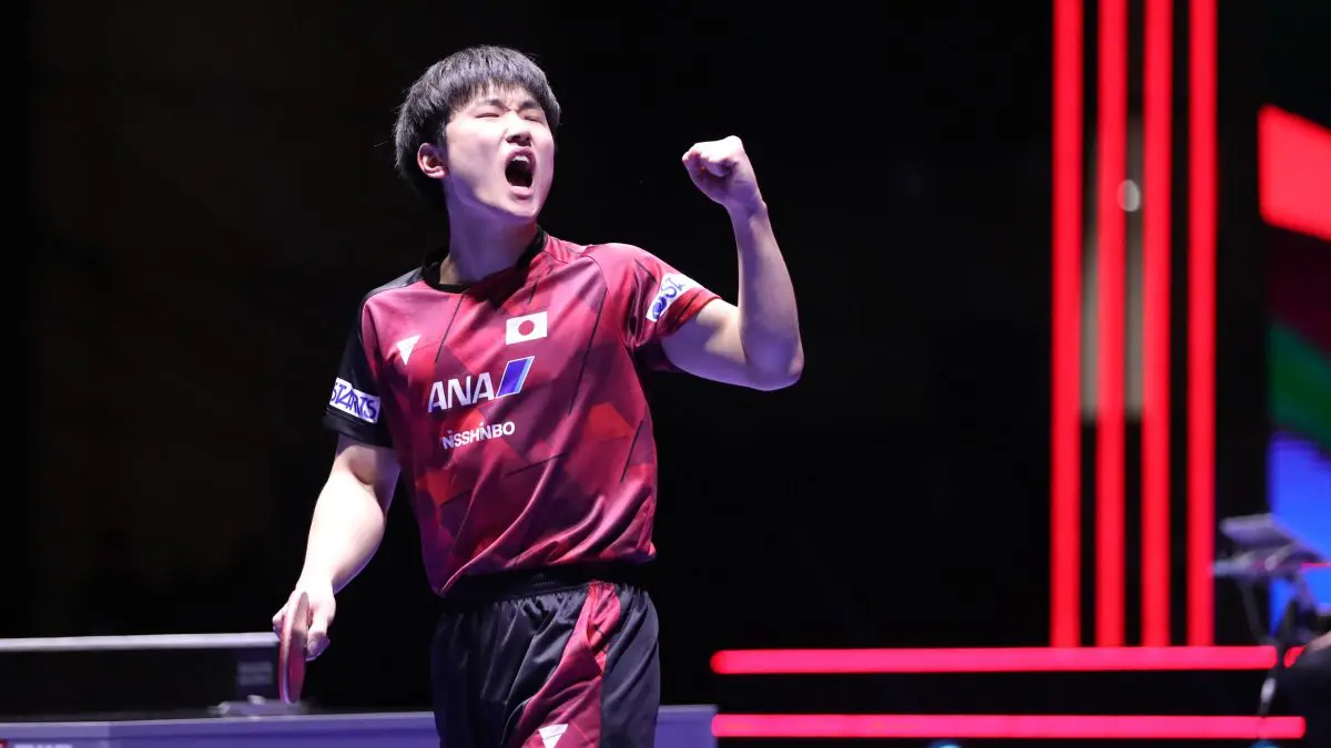 卓球選手　張本智和　缶バッジ　{最終値下げ} 日本男子、香港撃破でGL単独首位に浮上 圧巻2勝の張本智和「昨日