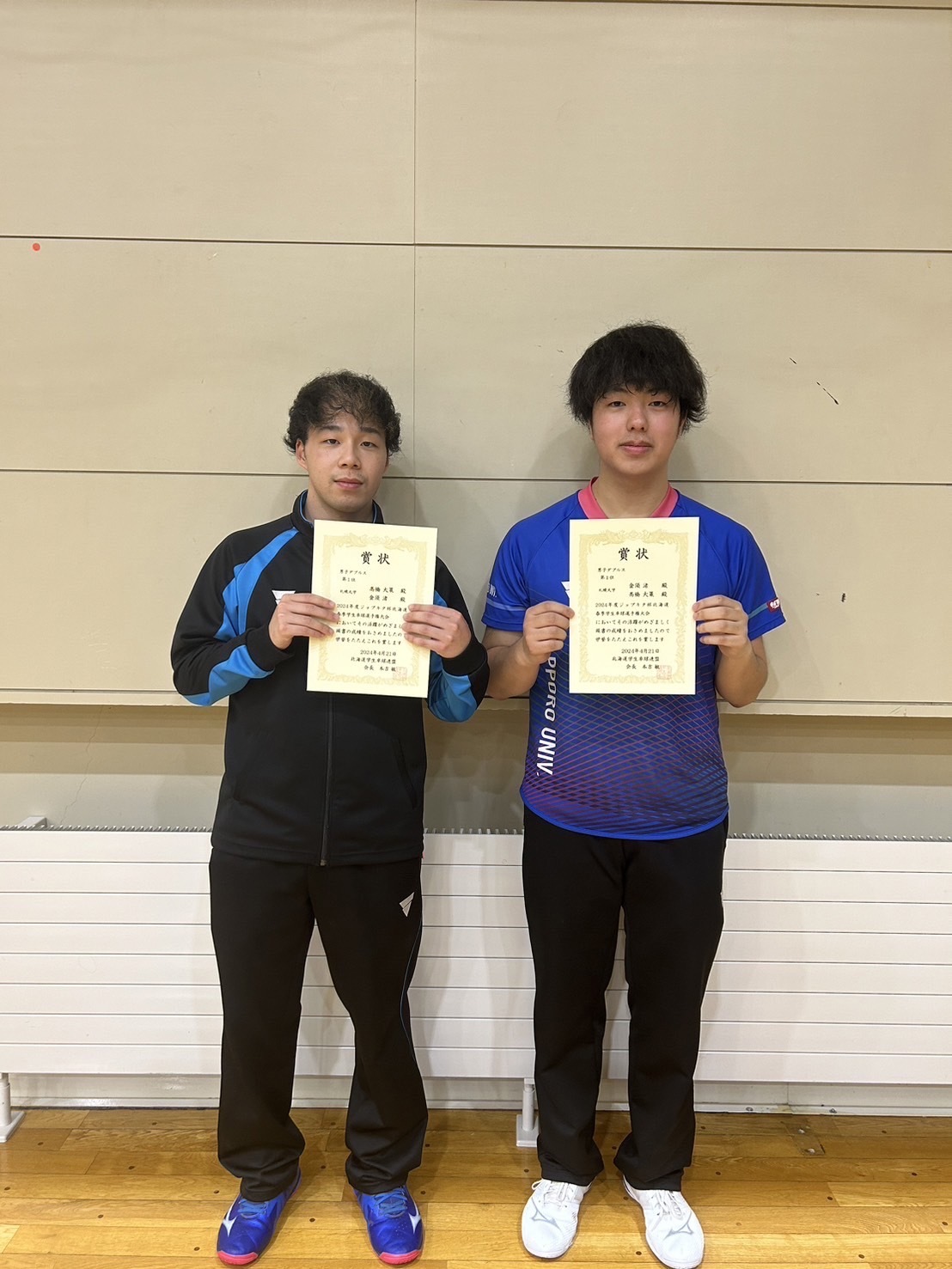 写真：金須渚/髙橋大策（札幌大）/提供：北海道学生卓球連盟