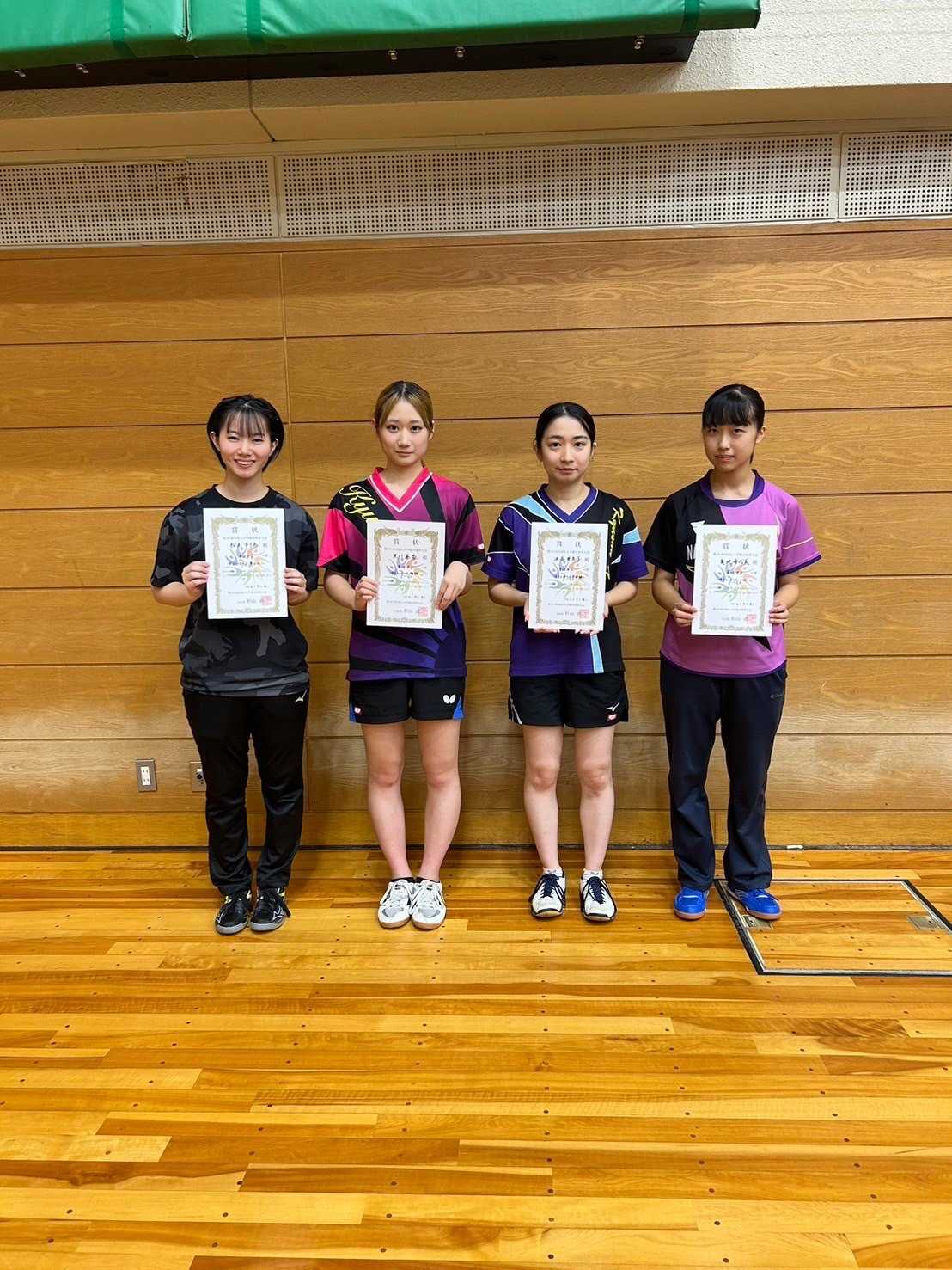 写真：女子シングルス上位入賞者/提供：七大戦卓球部門主管名古屋大学