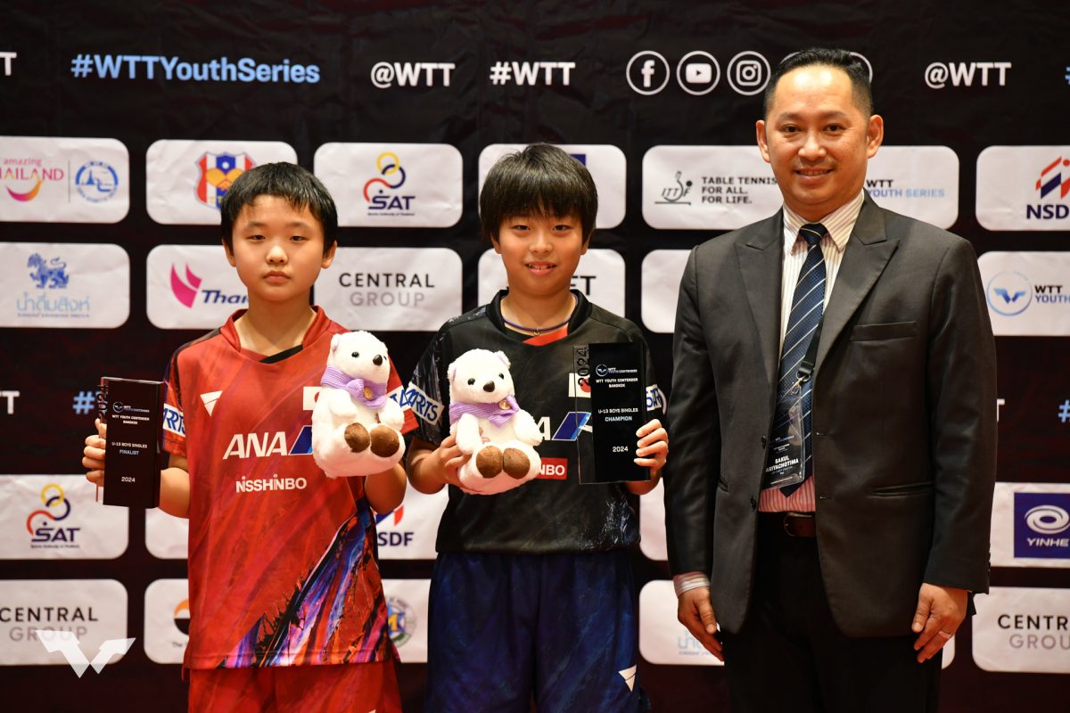 写真：U13男子シングルス表彰式/提供：WTT