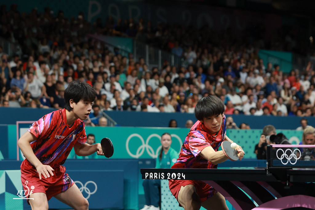 写真：戸上隼輔（井村屋グループ）/篠塚大登（愛知工業大）/提供：ITTFWorld