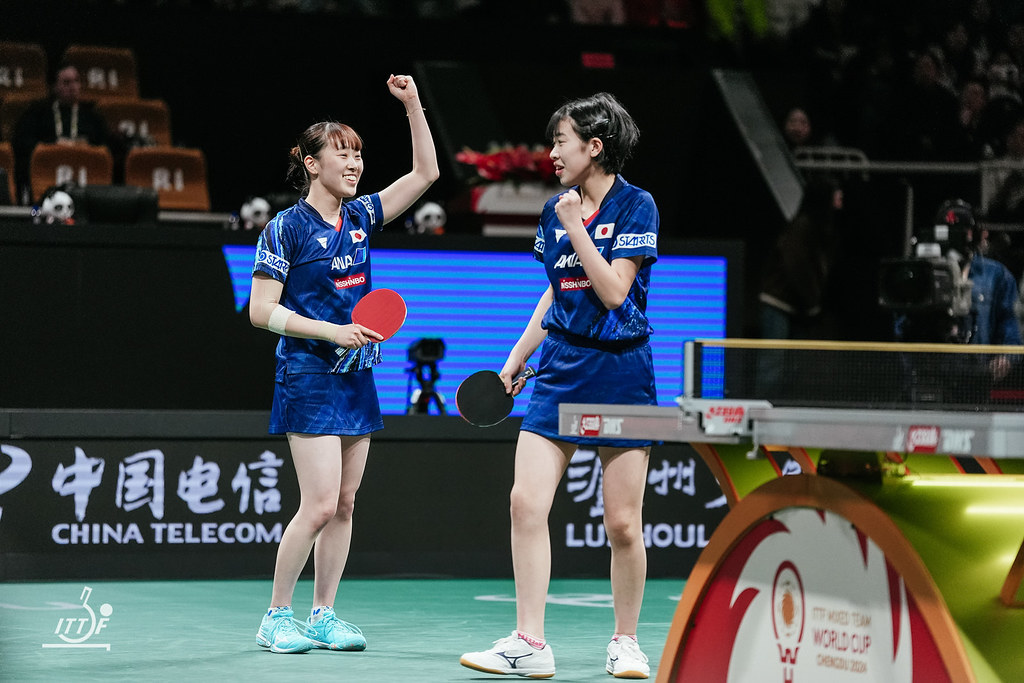 写真：赤江夏星（日本生命）/面手凛（山陽学園高）ペア/提供：ITTF