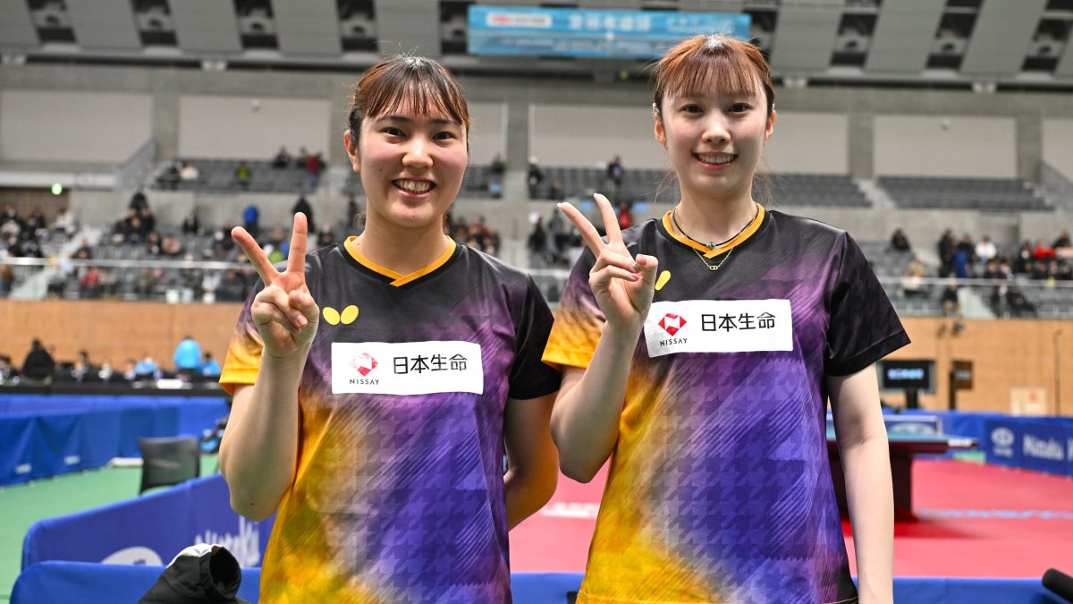 昨年8強の麻生麗名/笹尾明日香ペアが初優勝　梅村優香/塩見真希ペアとの激戦制す＜全日本卓球2025＞