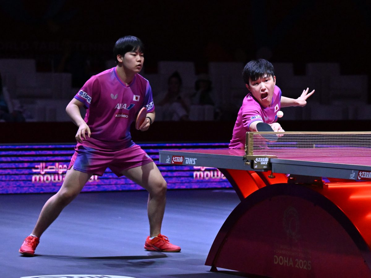 写真：張本智和（トヨタ自動車）/松島輝空（木下グループ）ペア/撮影：ラリーズ編集部