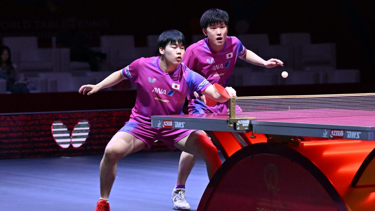 写真：張本智和（トヨタ自動車）/松島輝空（木下グループ）ペア/撮影：ラリーズ編集部