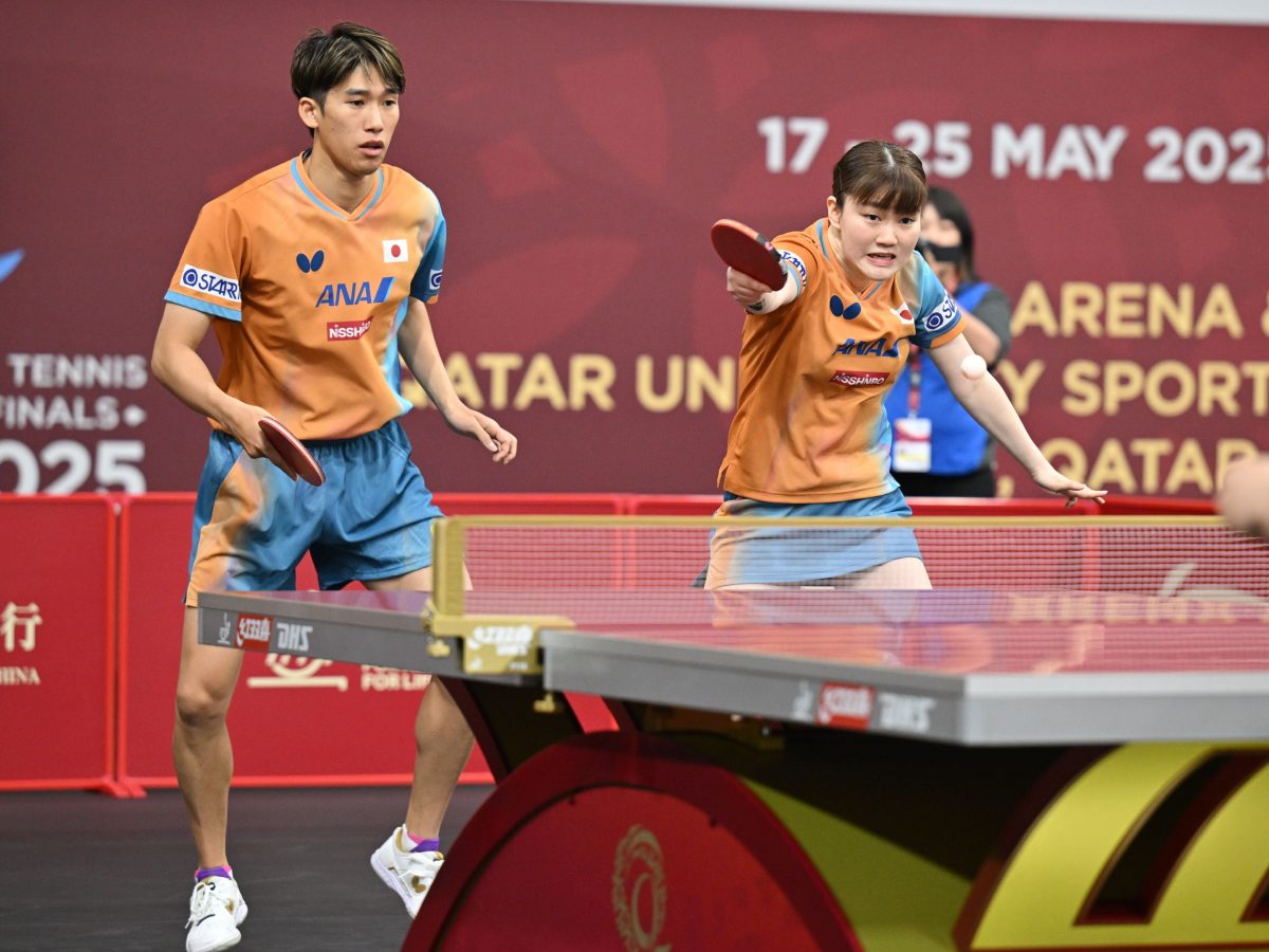 写真：吉村真晴（株式会社SCOグループ）/大藤沙月（ミキハウス）ペア/撮影：ラリーズ編集部