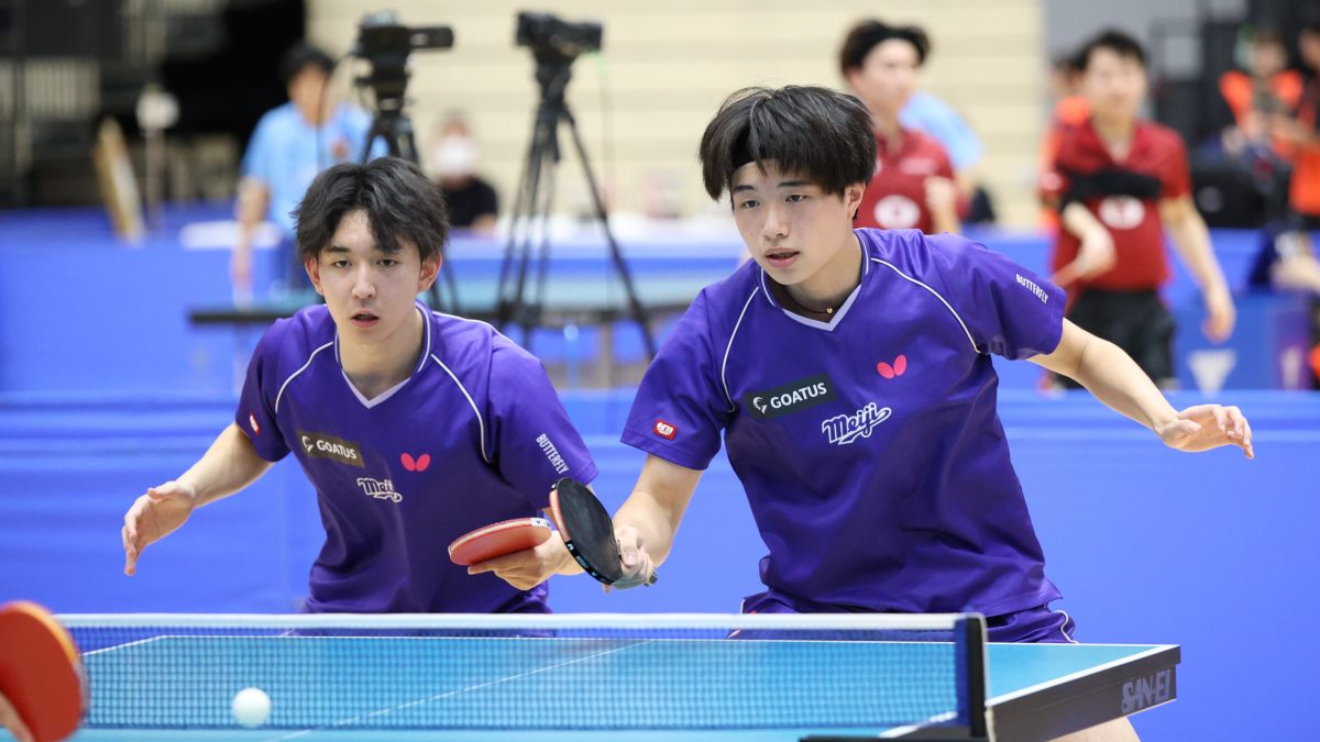 明治大・栁澤幹太/浅見勇志ペア、法政大・岩井田雄斗/佐藤卓斗ペアが3回戦進出＜卓球・全日学2025/男子ダブルス2回戦①＞
