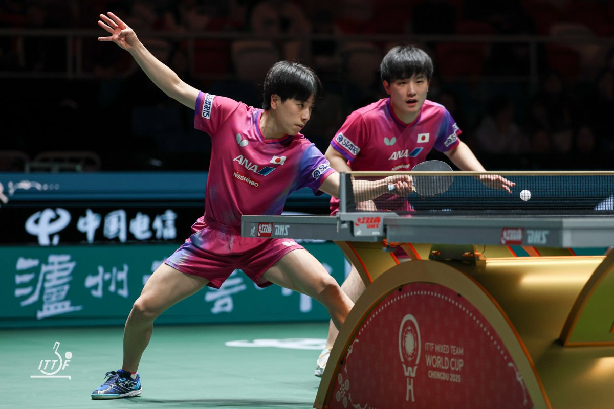 写真：篠塚大登（愛知工業大学）/張本智和（トヨタ自動車）/提供：ITTFWorld