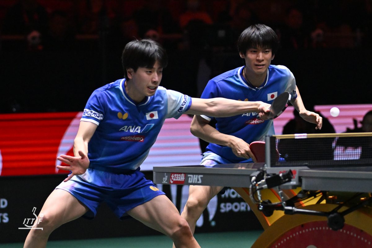 写真：篠塚大登（愛知工業大学）/戸上隼輔（井村屋グループ）/提供：ITTFWorld