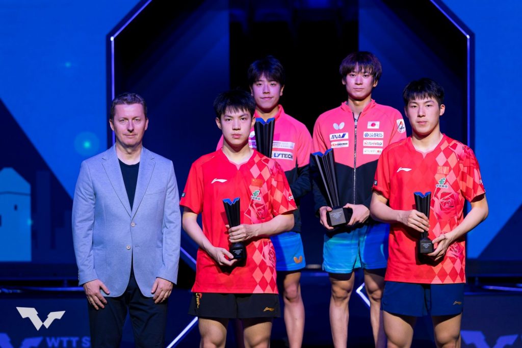 写真：男子ダブルス表彰/提供：WTT